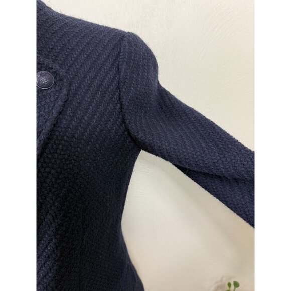 Vince Womens Navy Wool Blend Woven Button Blazer Size 6 Academia Preppy Designer - Picture 5 of 16